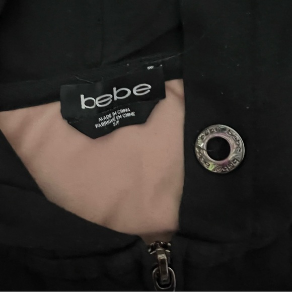 Bebe set 2 piece sweater and pants bling rhinestone diamonds black tan lace - Picture 7 of 8